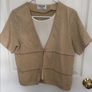 Alfred Dunner Beige Short Sleeve shirt